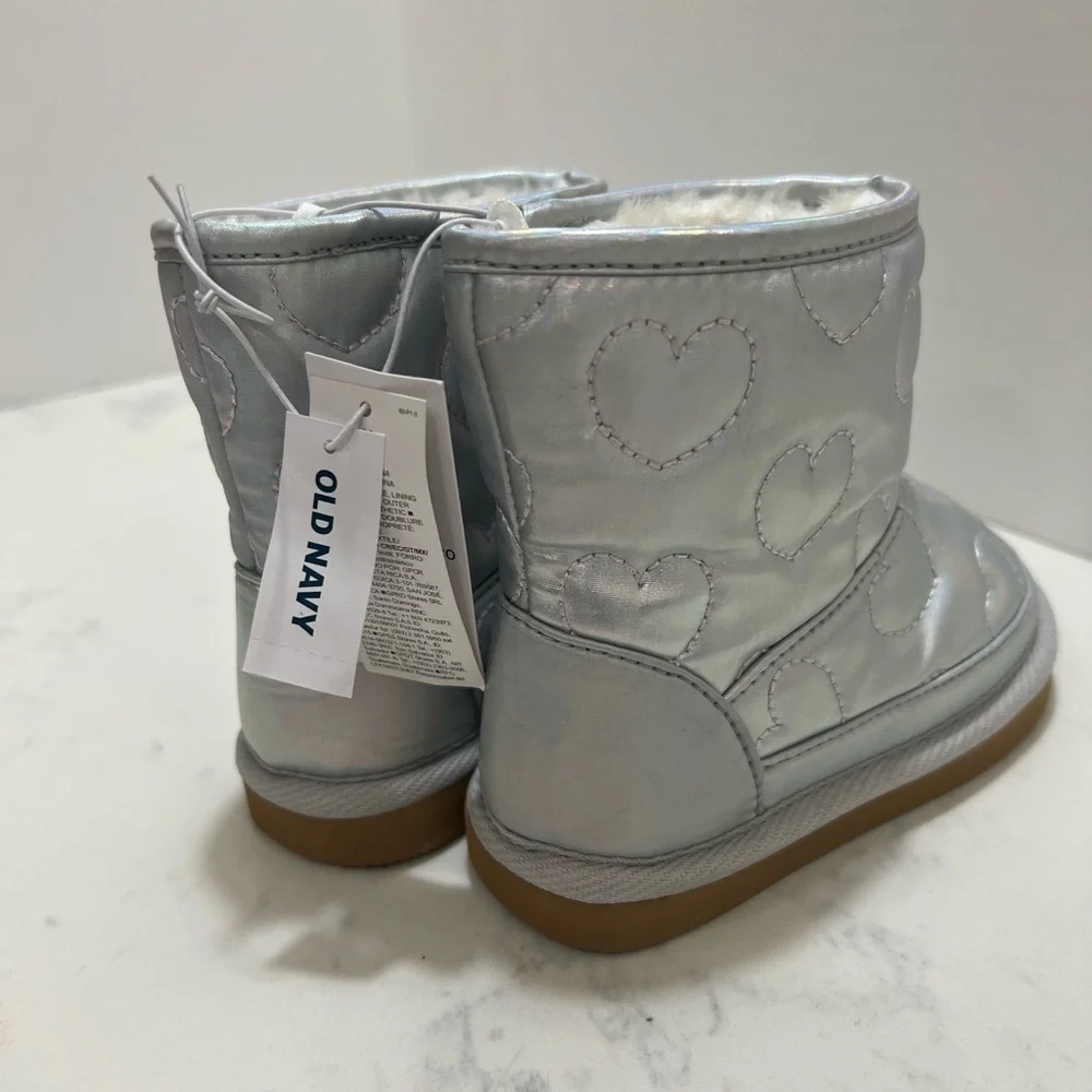 Old Navy Silver Iridescent Heart Boots